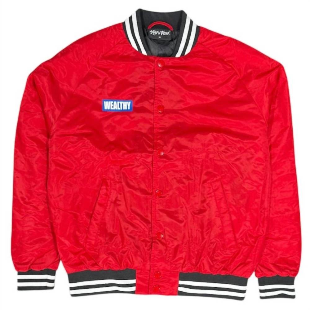 NEW WEALTHY men's varsity jacket in red/blue